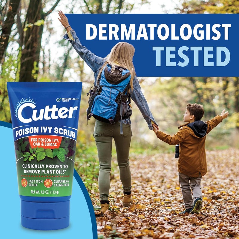 Cutter Poison Ivy, Oak and Sumac Scrub, Removes Poisonous Plant Oils That Cause Rash and Itching, Made with Vitamin E, Fast Itch Relief, Cleanses and Calms Skin, and Natural Exfoliating Beads - Image 4